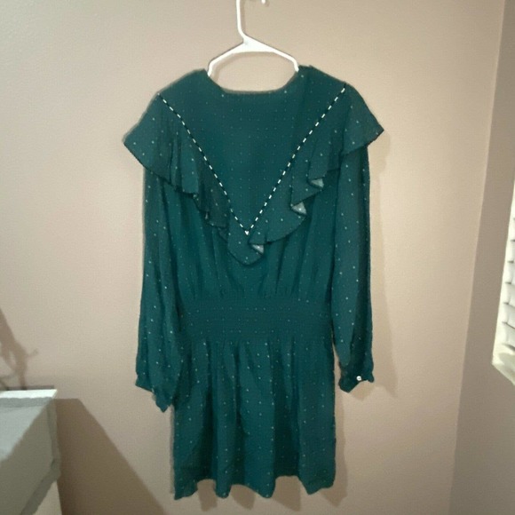 Dolan women’s size XXL Teal long sleeve ruffled dress Smocked Cottagecore new b6 - Picture 3 of 8